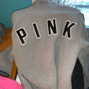 A Sherpa Victoria’s Secret pink sweatshirt